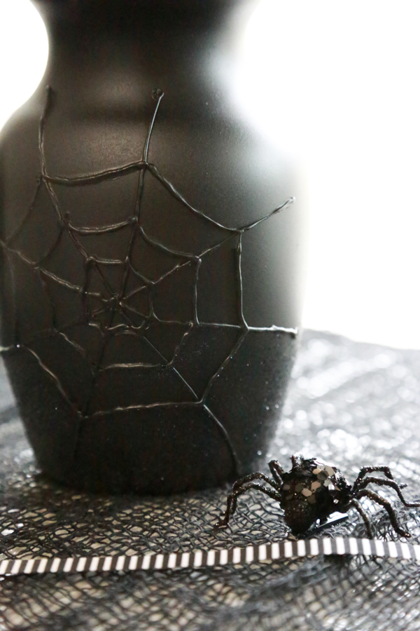 dollar store spider web vase