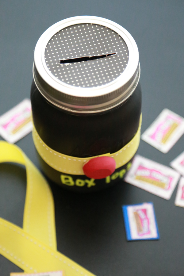Make this adorable Mason Jar Box Tops Holder and earn valuable Box Tops for your child's school while you're at it.