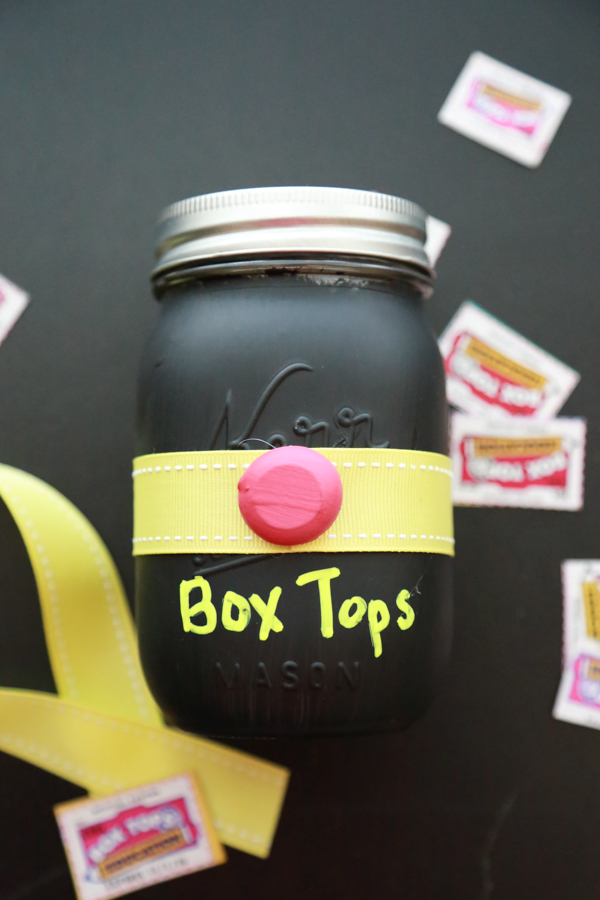 Make this adorable Mason Jar Box Tops Holder and earn valuable Box Tops for your child's school while you're at it.