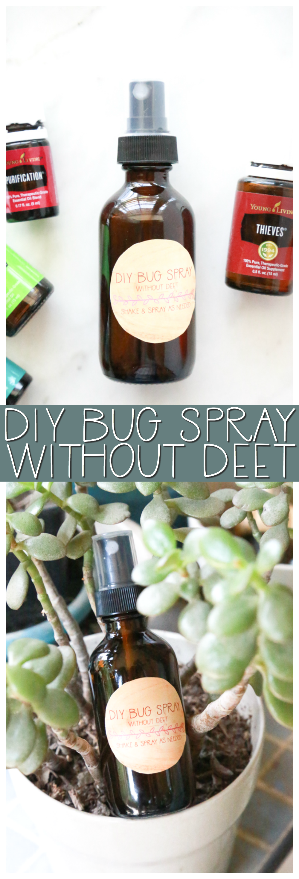 Make your own DIY Bug Spray without DEET to keep harmful chemicals and bugs off your skin.