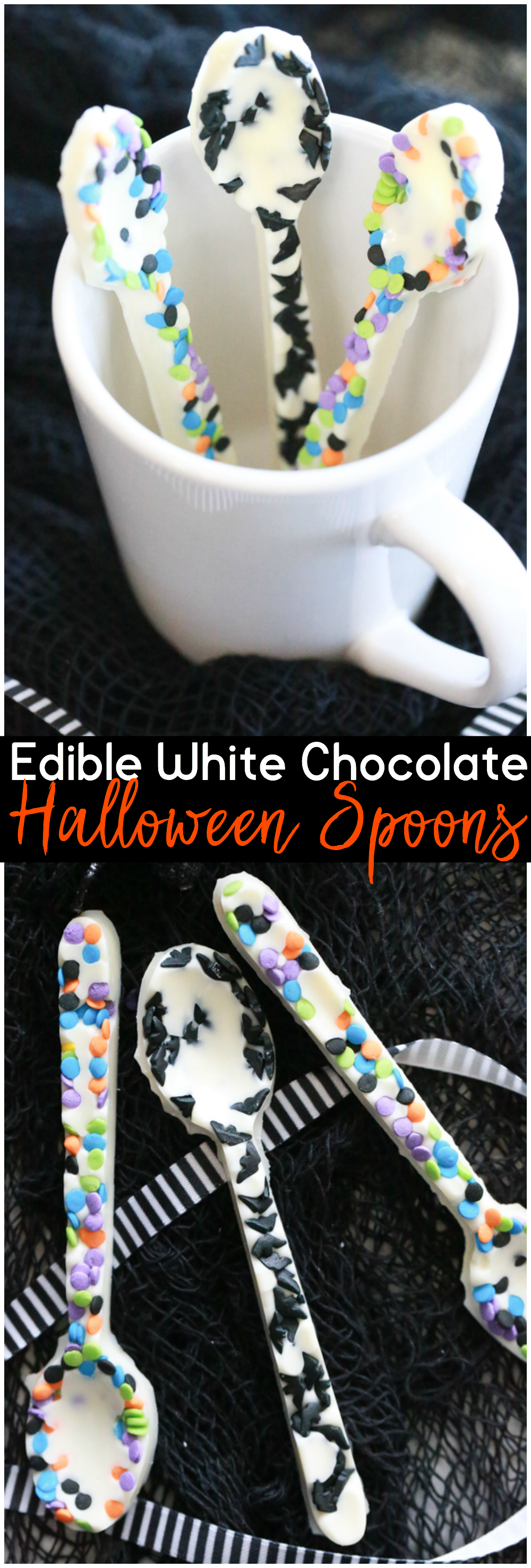 Use the Edible White Chocolate Halloween Spoons in your favorite hot drink or as a festive treat for Halloween.