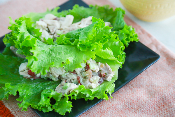 Forget Chicken Salad on a bread or bun. Save the carbs for dessert and try these Harvest Chicken Salad Lettuce Wraps.