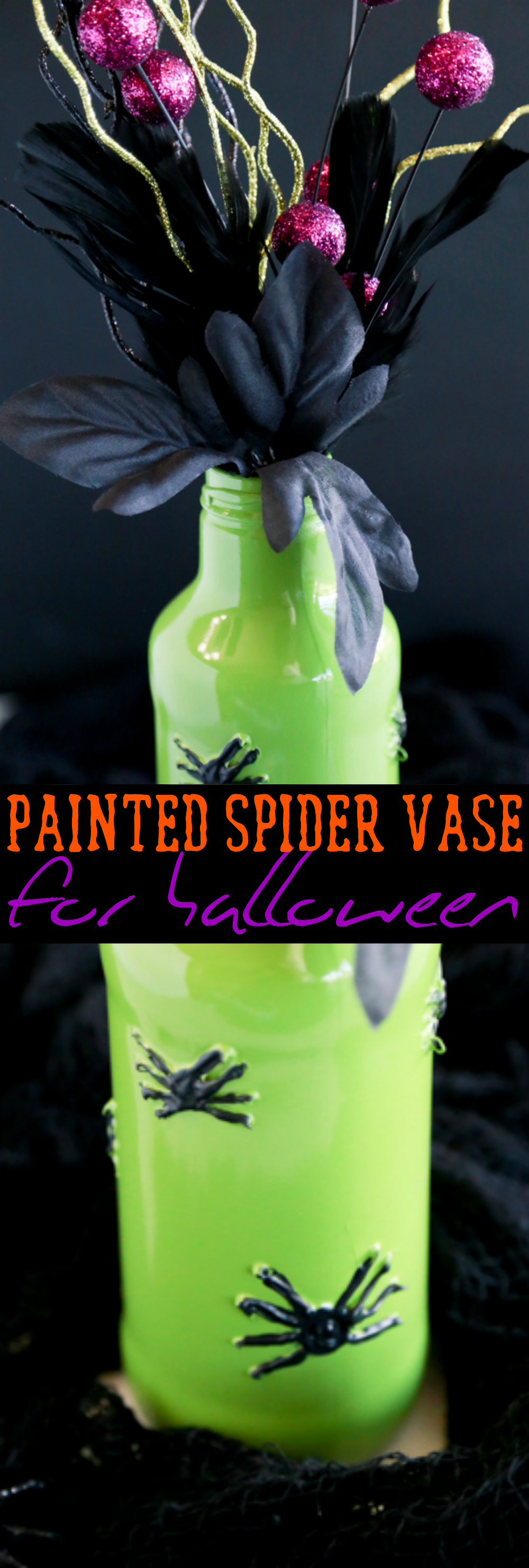 painted spider vase for halloween