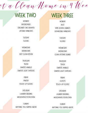 Is your home a wreck? Mine was too. Until I said enough is enough and created this Clean Home in 4 Weeks printable. Now my home is clean, and I'm sane.