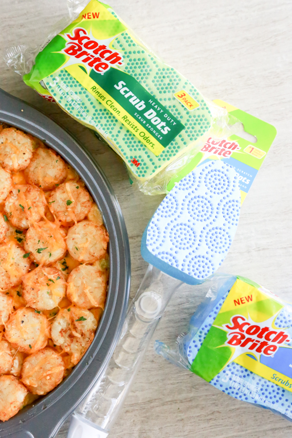 A delicious pan full of Chicken Pot Pie Tater Tot Casserole