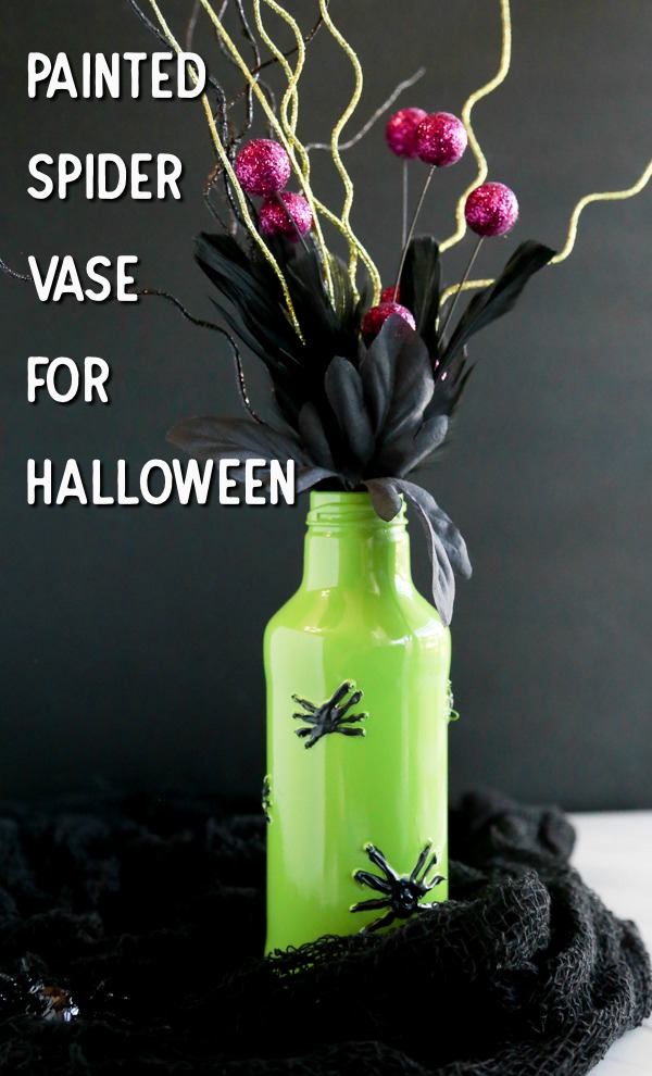 painted spider vase for halloween