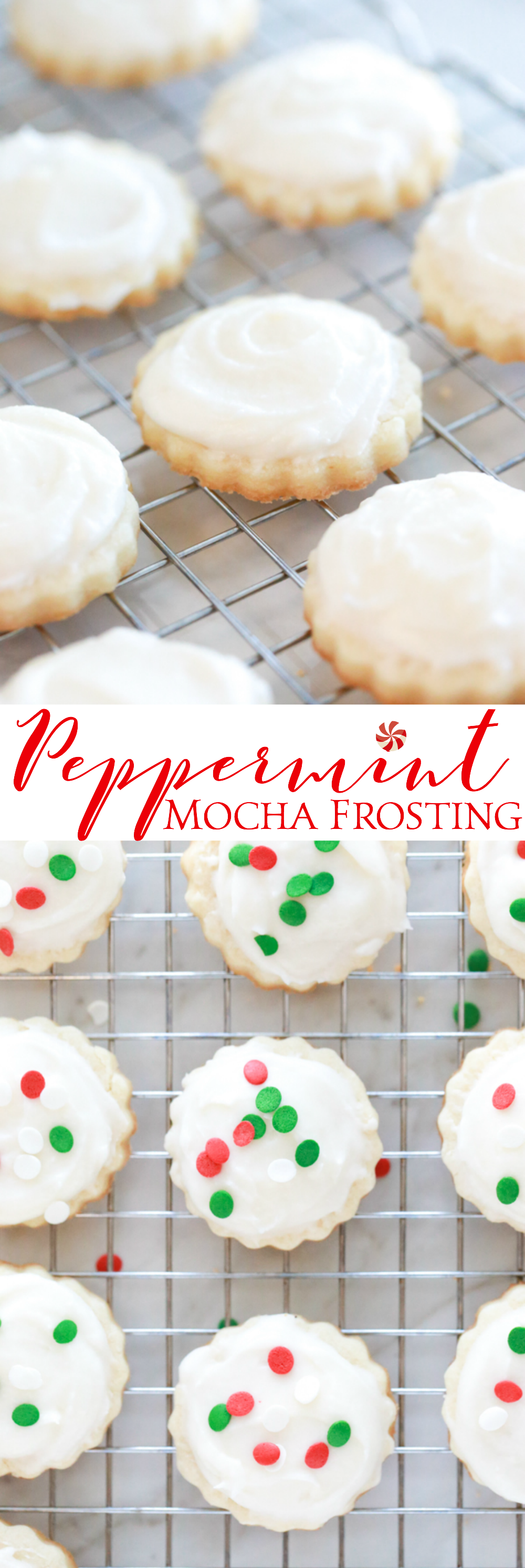 During the holidays my home is filled with sweet treats. I like baking and cooking with seasonal flavors and I love the way this Peppermint Mocha Frosting tastes on homemade sugar cookies.