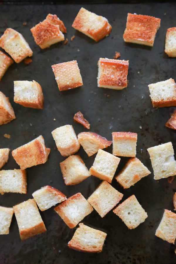 Tis the season for the sniffles, sneezes, and chicken noodle soup. Enjoy a bowl of hot soup with these Easy Homemade Croutons.