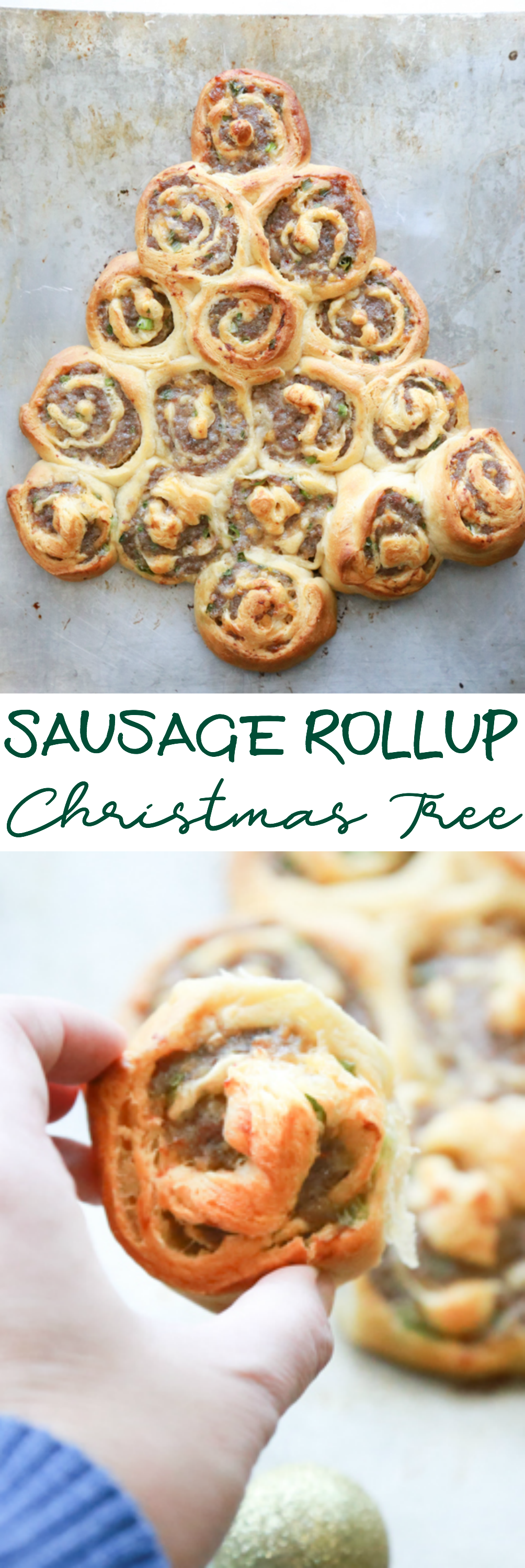 Get festive with a Sausage Rollup Christmas Tree. With just 4 ingredients you can make this delicious holiday appetizer.