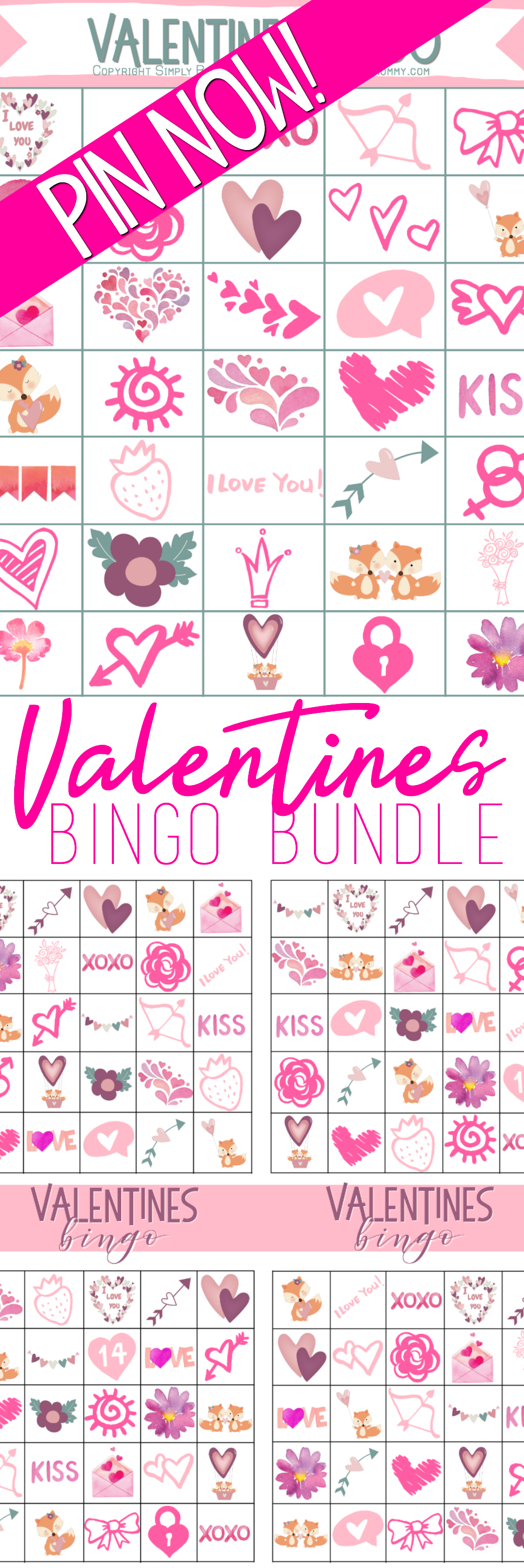 FREE Valentines Day Bingo Bundle with 8 unique cards