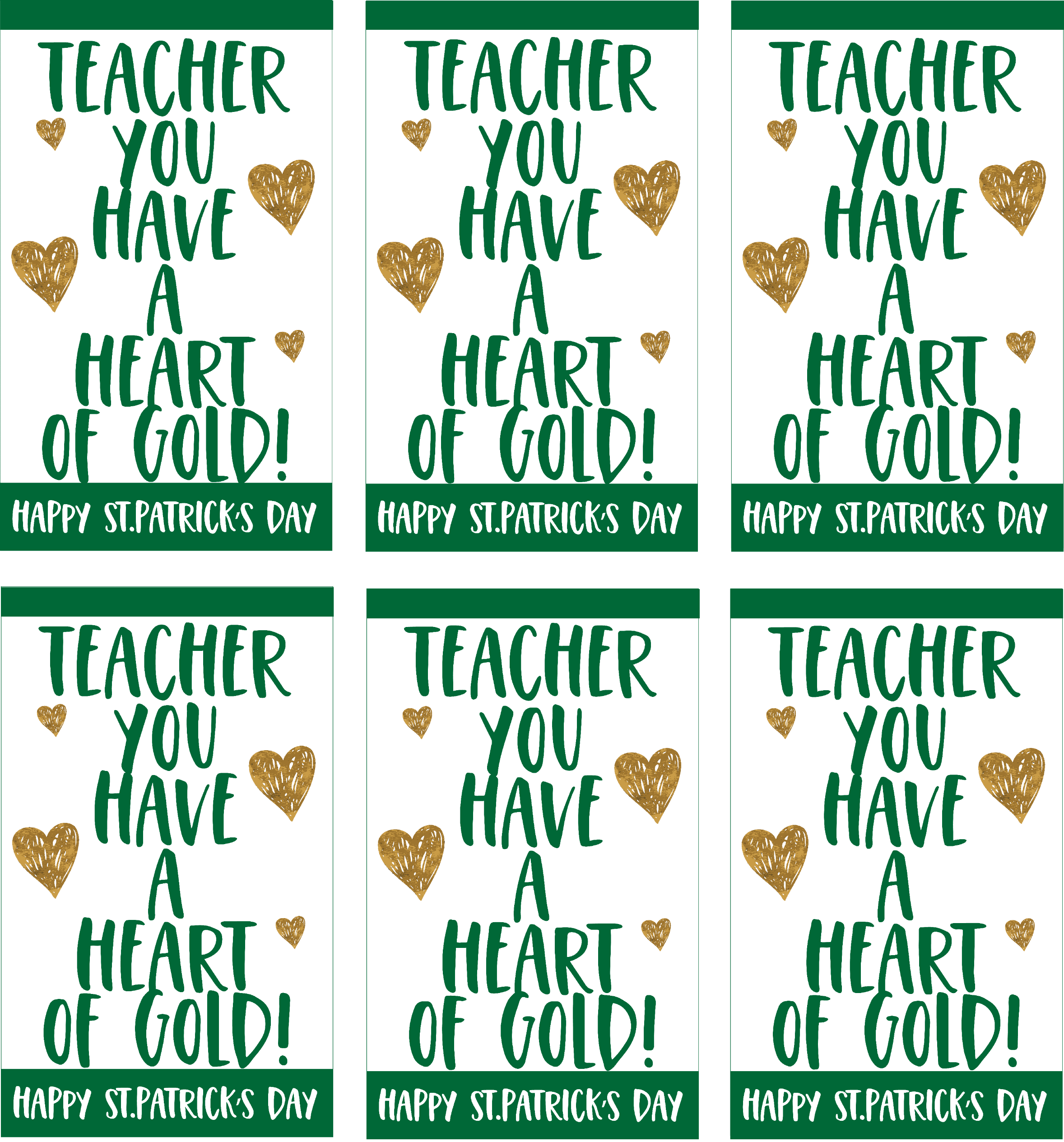 Teacher You Have a Heart of Gold Gift Tags