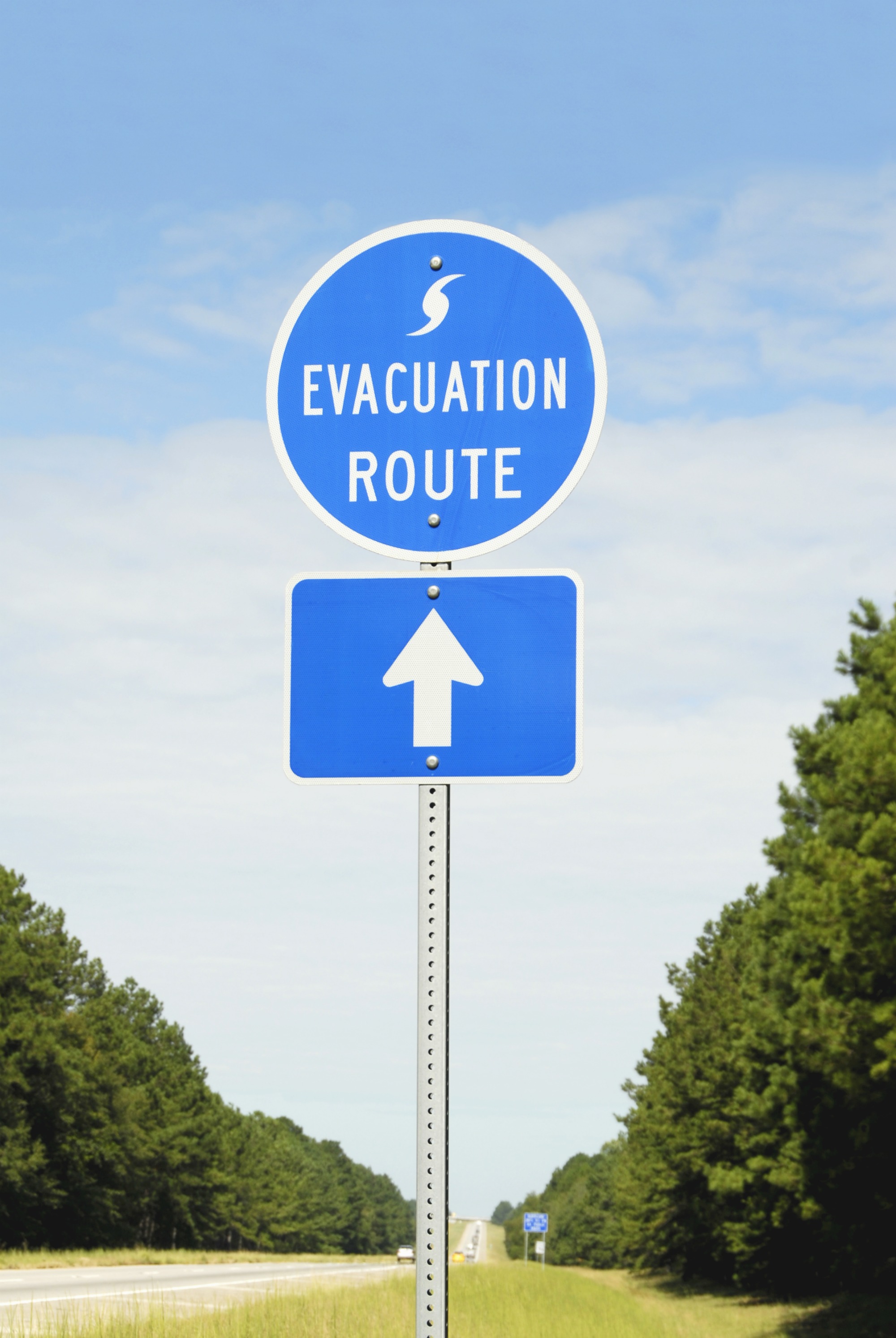 A highway sign marking Hurricane Evacuation Route