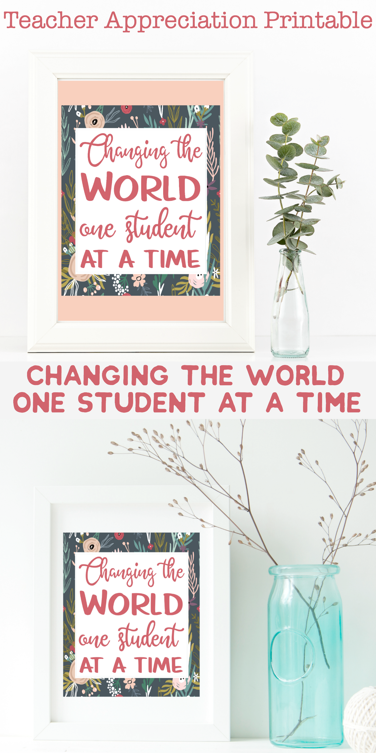 Know a teacher? Want a way to show your appreciation? This Changing the World One Student at a Time printable makes the perfect gift for teacher appreciation.