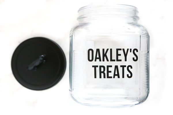 a glass jar transformed into an elegant homemade dog treat jar