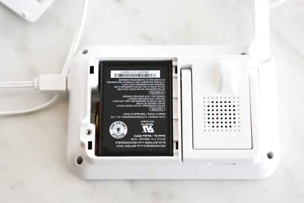 connecting the rechargeable battery inside the panasonic long-range baby monitor