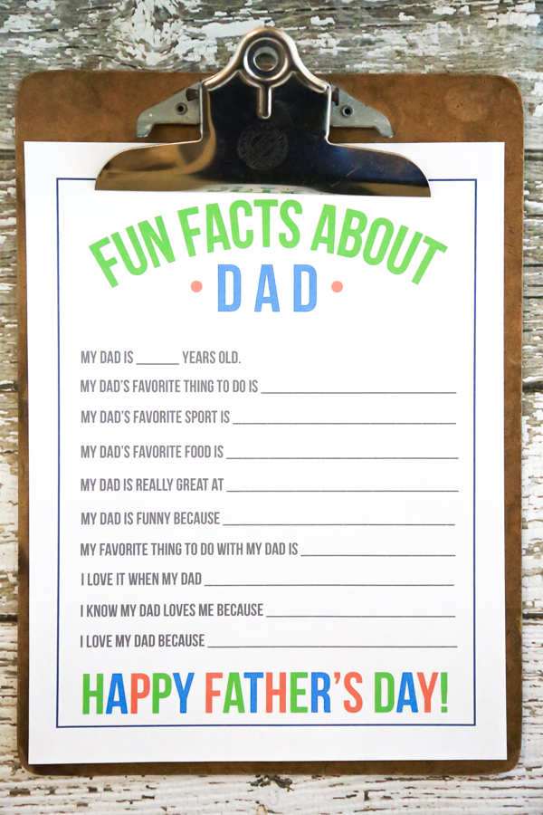 Fun Facts About Dad Printable for Father's Day Simply Being Mommy