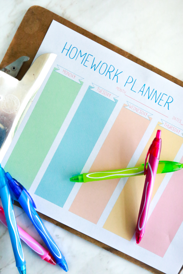 Get ready for homework season with this free printable homework planner for students.