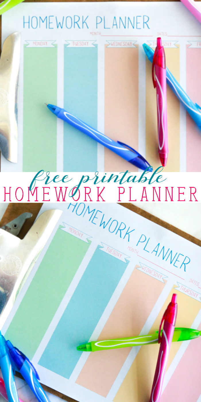 Get ready for homework season with this free printable homework planner for students.