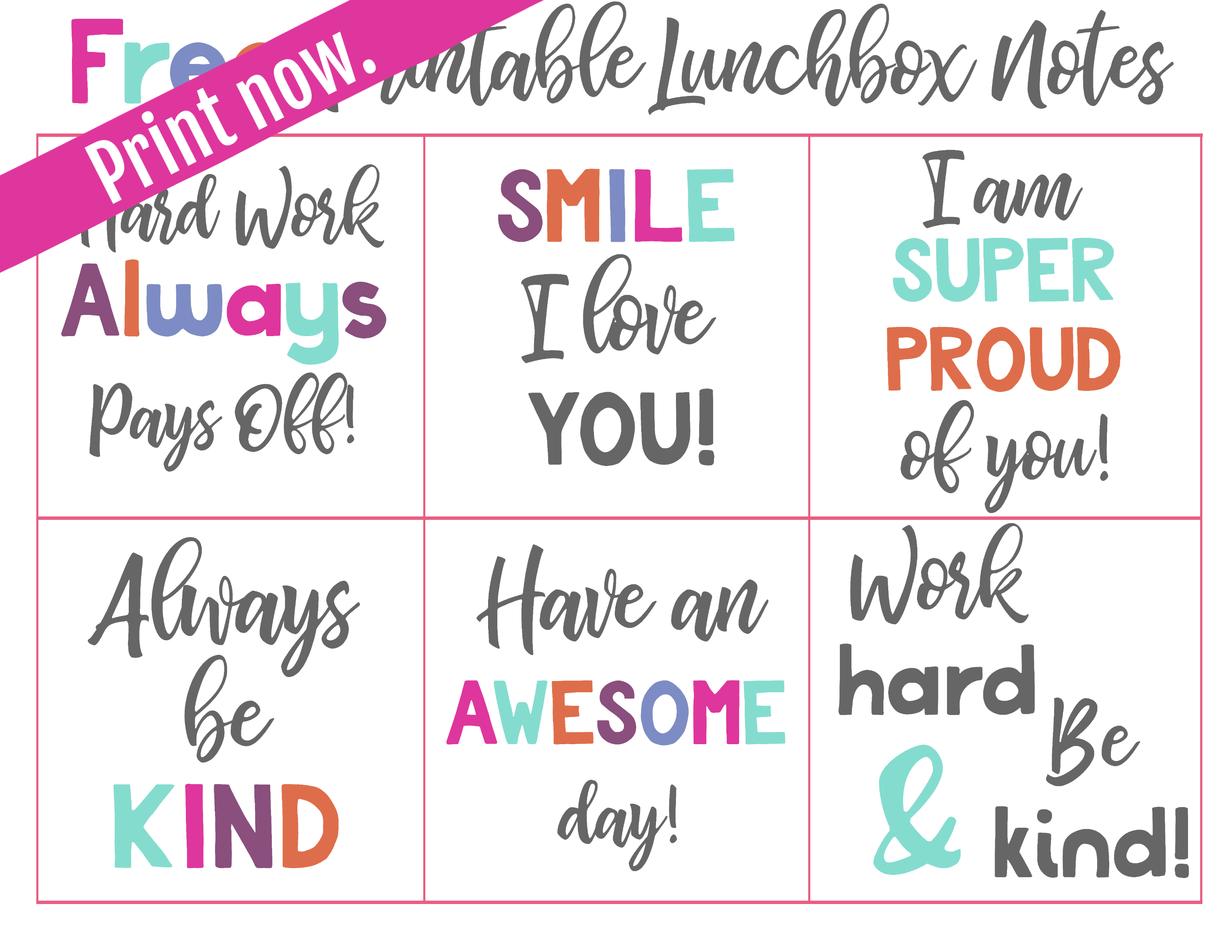 lunch box notes free printables