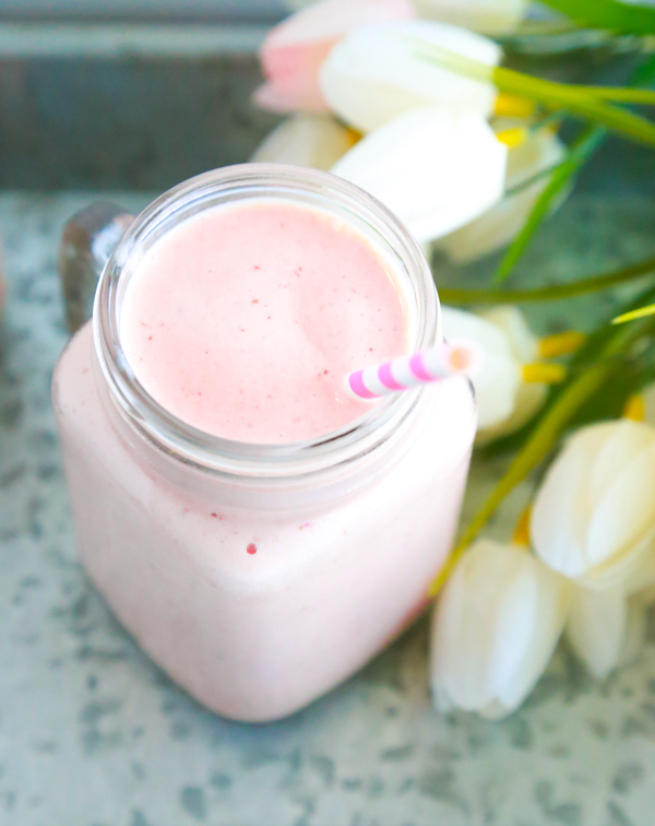 This Strawberry Pineapple Mango Smoothie is a quick, delicious way to boost your nutrient intake for the day. Filled with lots of good for you ingredients, it's the perfect breakfast, afternoon snack, or dessert after dinner.