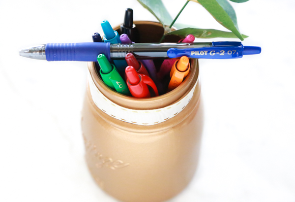 Get your Martha Stewart on and make this adorable, yet functional DIY Gold Pen Holder to your desk.