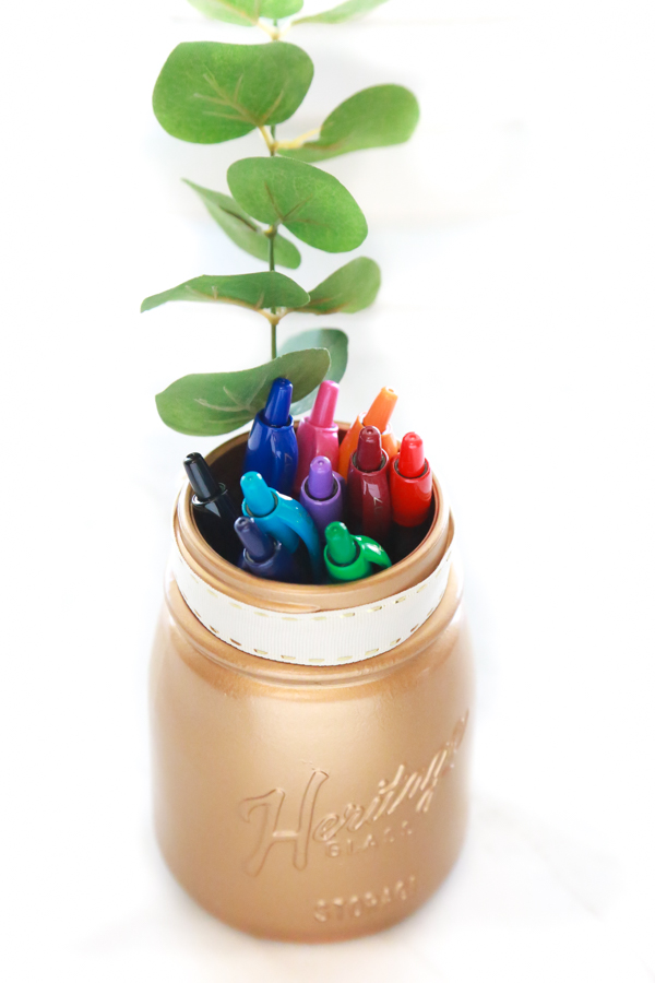 Get your Martha Stewart on and make this adorable, yet functional DIY Gold Pen Holder to your desk.