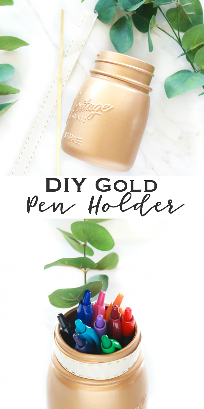 Get your Martha Stewart on and make this adorable, yet functional DIY Gold Pen Holder to your desk.