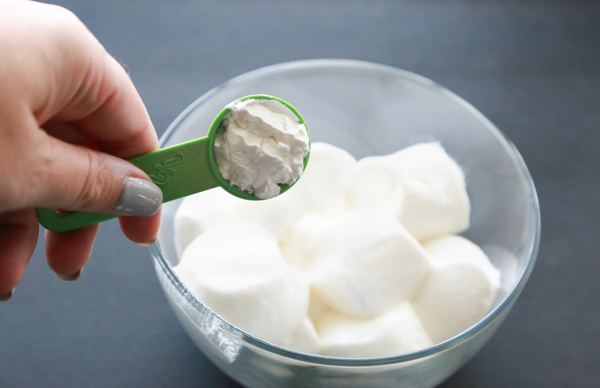 making homemade marshmallow slime 
