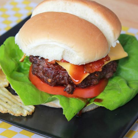 All-American Grilled BBQ-Bacon Cheeseburgers