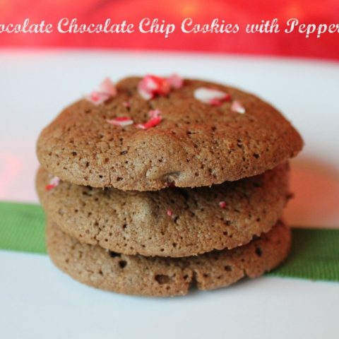 Chocolate Chocolate Chip Cookies with Peppermint