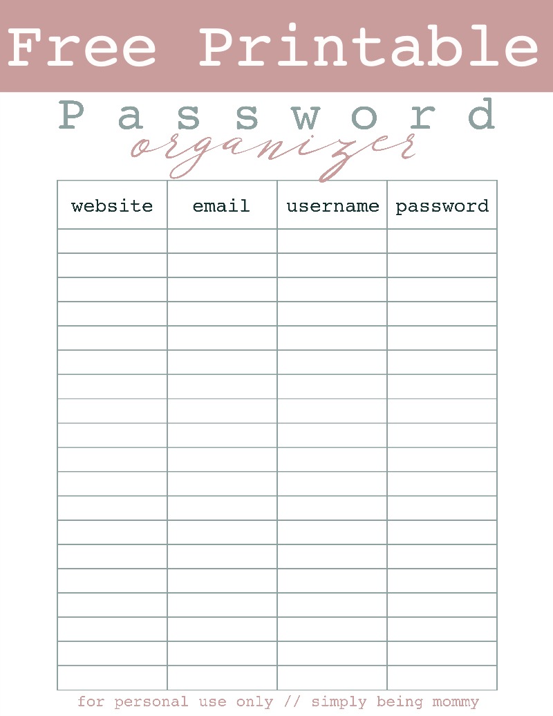 password organizer