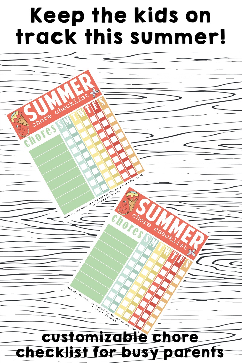 summer chore chart