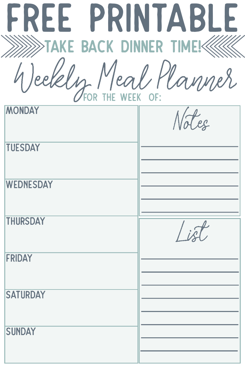 weekly meal planner printable